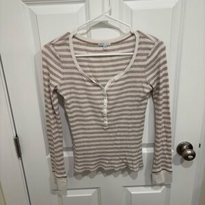 Gap Body Striped Henley Top Long Sleeve Shirt Womens U.S. Small Petite